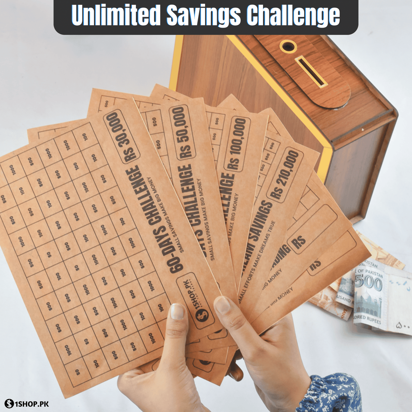 Wooden Money Saving Box-( All In 1 )